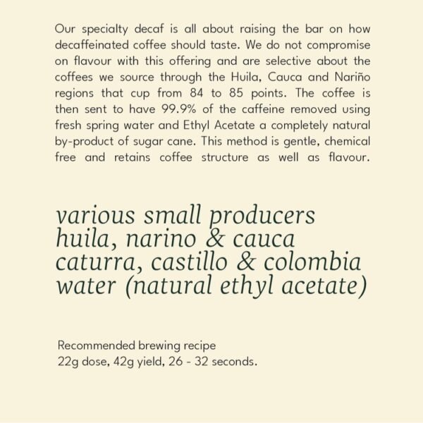 Decaf+Back Specialty Coffee | Colombia Decaf